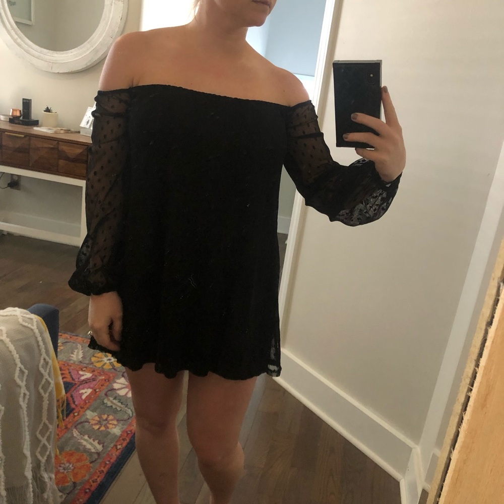 For love and lemons off the shoulder sheer dress